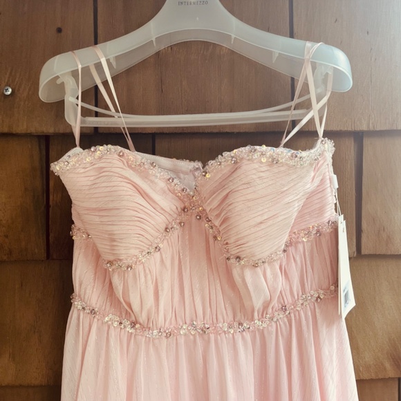 MAC DUGGAL 10 Beaded Ruffle High Low Gown Pink Sleeveless Chiffon 68096 - Picture 6 of 15